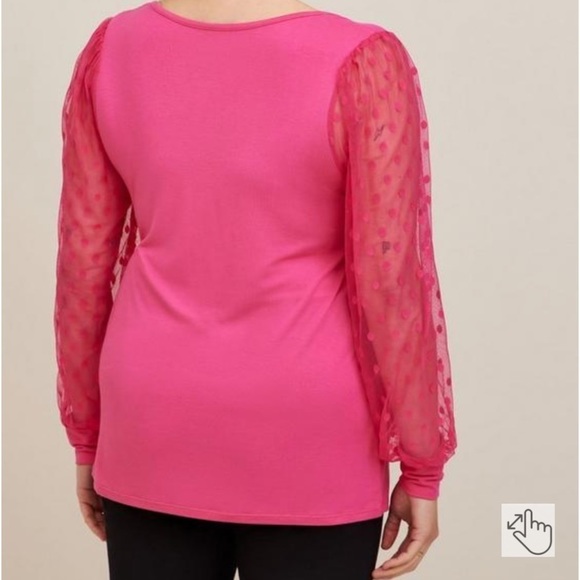TORRID Pink Super Soft Dot Mesh Sleeve Top 2X NWT - Picture 2 of 12